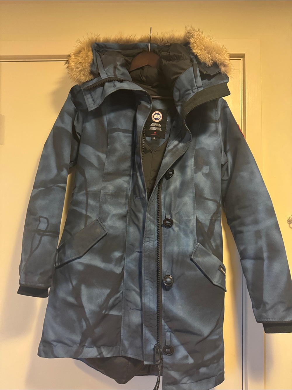 Canada Goose Blue Camo Parka with Fur-Trim Hood